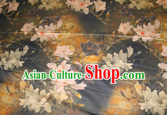 Chinese Classical Mangnolia Pattern Silk Drapery Traditional Cheongsam Gambiered Guangdong Gauze Fabric