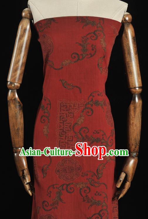 Top Grade Chinese Traditional Palace Wall Pattern Red Silk Drapery Gambiered Guangdong Gauze Cheongsam Fabric