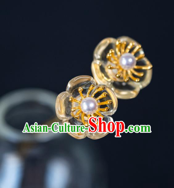 China Ancient Princess Plum Blossom Hairpin Traditional Court Hanfu Hair Accessories Ming Dynasty Crystal Hair Clip