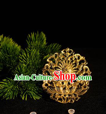 Ancient China Empress Hairpin Hanfu Hair Stick Handmade Hair Accessories Traditional Tang Dynasty Golden Lotus Hair Crown