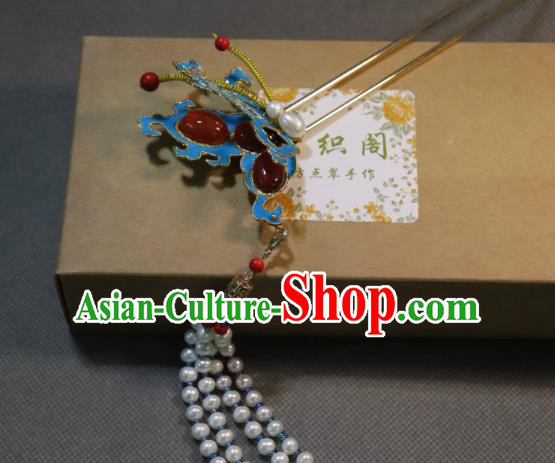 China Ancient Court Tassel Hairpin Handmade Hair Accessories Traditional Ming Dynasty Imperial Consort Butterfly Hair Clip