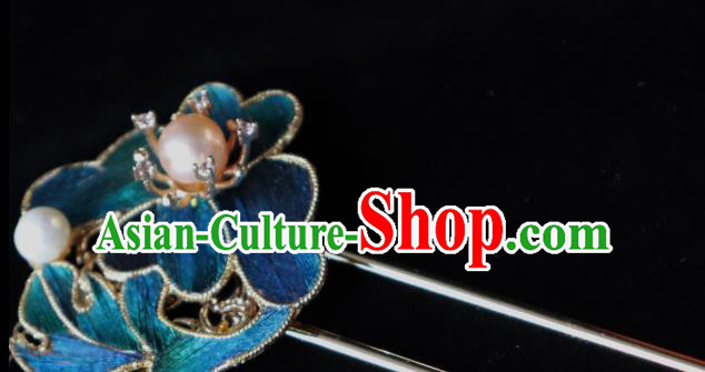 China Ancient Court Princess Pearls Tassel Hairpin Handmade Hair Accessories Traditional Ming Dynasty Palace Hair Stick