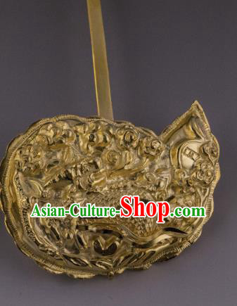 China Ancient Court Golden Kylin Hairpin Handmade Hair Accessories Traditional Ming Dynasty Empress Hair Stick