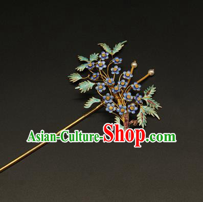 China Ancient Ming Dynasty Empress Hairpin Traditional Court Hair Stick Handmade Enamel Plum Hair Accessories