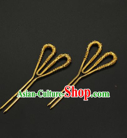 China Traditional Song Dynasty Hair Accessories Handmade Golden Hair Stick Ancient Court Queen Hairpin
