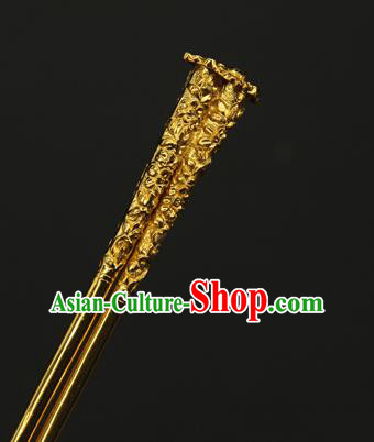 China Handmade Golden Hair Stick Ancient Court Queen Hairpin Traditional Tang Dynasty Hair Accessories