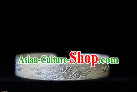 Handmade Chinese Traditional Song Dynasty Palace Bangle Accessories Ancient Empress Silver Bracelet Jewelry