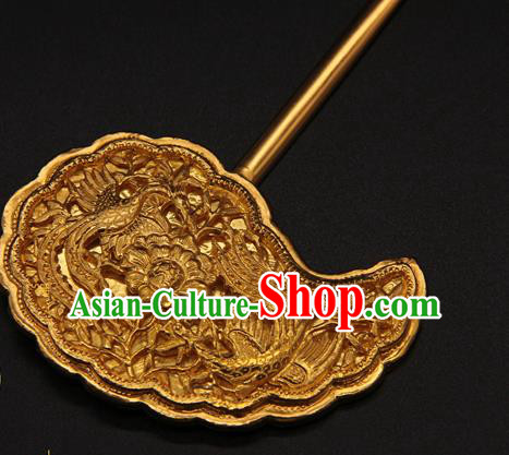 China Traditional Court Hair Accessories Handmade Ming Dynasty Empress Hairpin Ancient Queen Golden Hair Stick