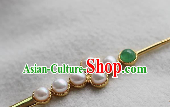 China Traditional Palace Hair Jewelry Handmade Court Empress Hairpin Ancient Ming Dynasty Pearls Hair Stick