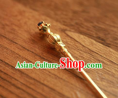 China Handmade Court Golden Vase Hairpin Traditional Palace Hair Jewelry Ancient Ming Dynasty Empress Hair Stick