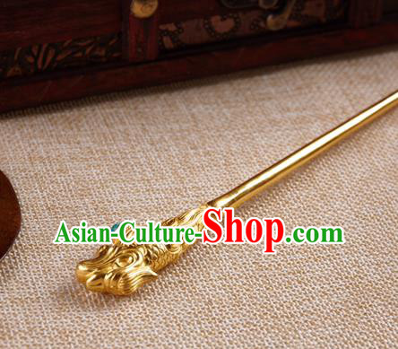 Chinese Ancient Ming Dynasty Emperor Golden Dragon Hair Stick Traditional Hanfu Hairpin Hair Accessories