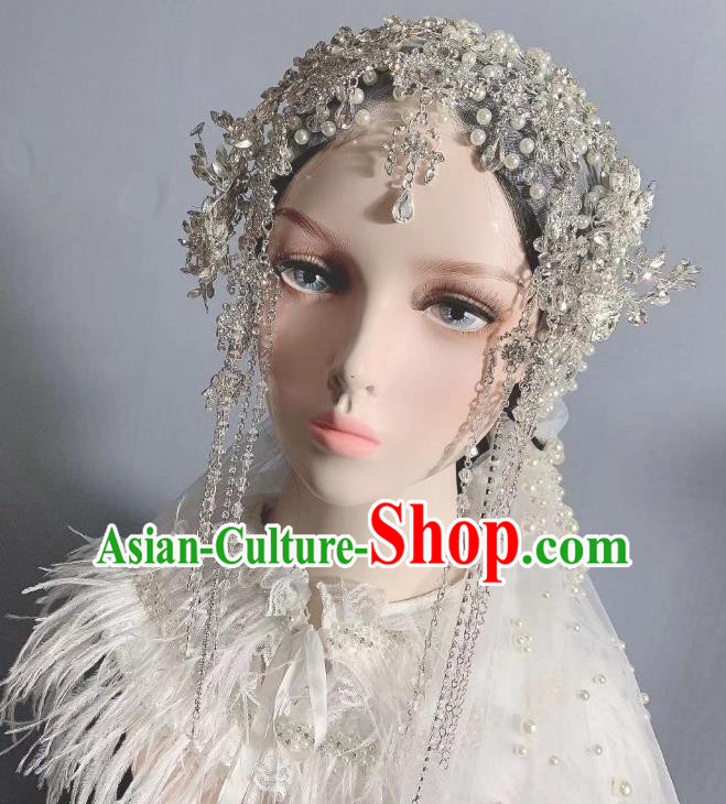 Top Grade Stage Show Baroque Bride Crystal Headdress Wedding Hair Ornament Handmade Court Queen Deluxe Hair Accessories