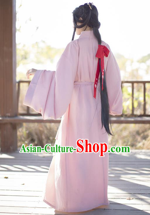 China Ancient Court Beauty Pink Hanfu Dress Costumes Traditional Jin Dynasty Imperial Consort Historical Clothing