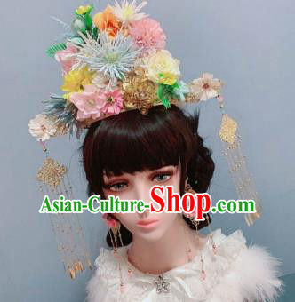 Top Wedding Princess Hair Accessories Stage Show Chaplet Hair Ornament Handmade Flowers Royal Crown