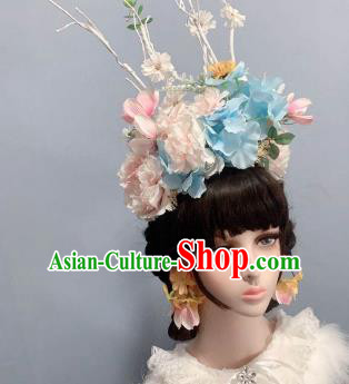Top Flowers Chaplet Wedding Princess Hair Accessories Handmade Royal Crown Stage Show Headwear