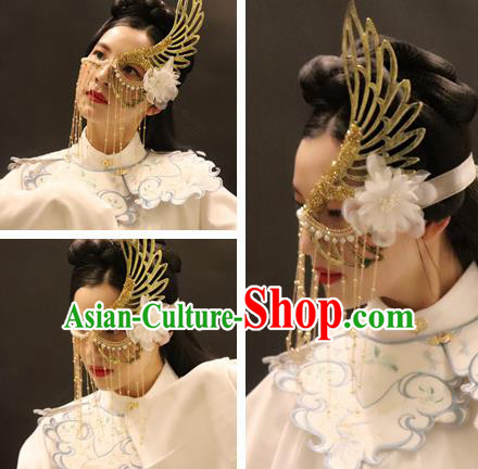 Top Halloween Fancy Ball Stage Performance Tassel Accessories Cosplay Princess Golden Wing Face Mask
