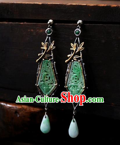 China Handmade Jade Ear Accessories Traditional Cheongsam Earrings National Jewelry