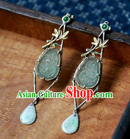 China National Jade Jewelry Traditional Cheongsam Earrings Handmade Ear Accessories
