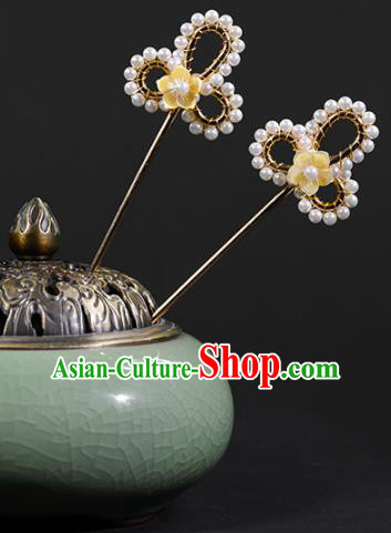 China Ancient Palace Princess Pearls Hairpin Traditional Hanfu Song Dynasty Hair Accessories Hair Stick