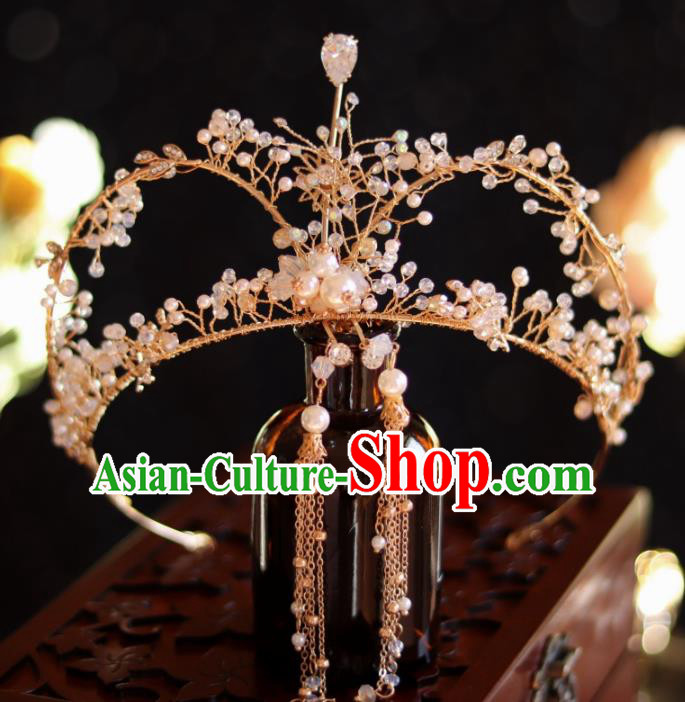Top Wedding Beads Royal Crown Wedding Jewelry Ornaments Handmade Princess Crystal Hair Accessories