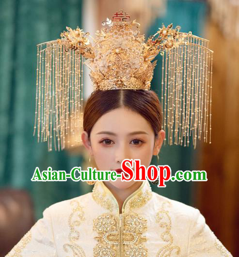 China Handmade Bride Deluxe Phoenix Coronet Traditional Wedding Xiuhe Suit Hair Accessories