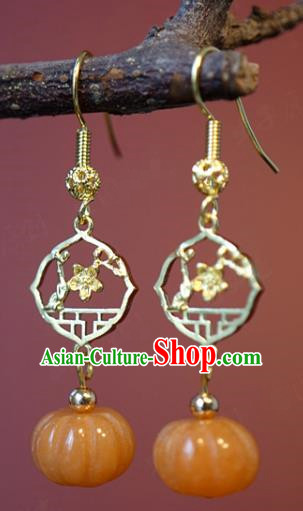 Top Grade China Bride Jewelry Accessories Ancient Qing Dynasty Court Queen Jade Earrings