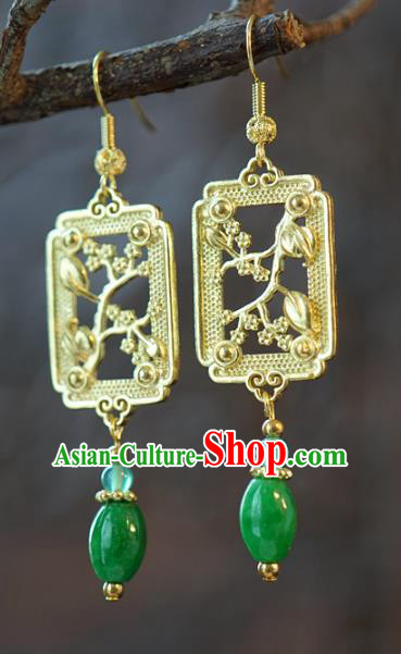 Top Grade Ancient Queen Jade Earrings China Hanfu Accessories Qing Dynasty Court Ear Jewelry