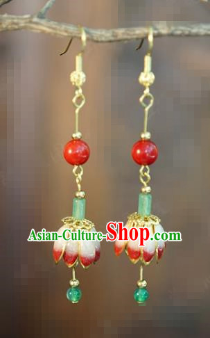 Top Grade Convallaria Ear Jewelry China Traditional Hanfu Accessories Ancient Bride Jade Earrings