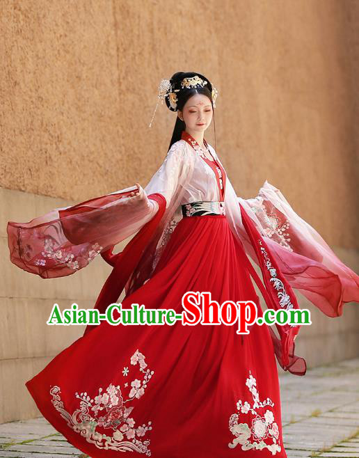 China Ancient Young Beauty Costumes Traditional Tang Dynasty Court Woman Hanfu Dress Historical Clothing
