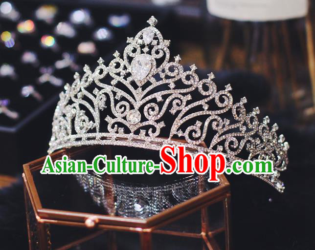 European Wedding Crystal Royal Crown Handmade Court Hair Accessories Baroque Princess Argent Hair Clasp