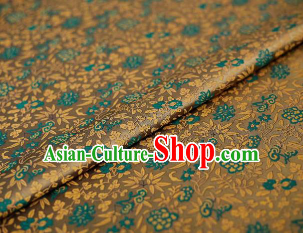 Chinese Classical Twine Chrysanthemum Pattern Design Brown Song Brocade Fabric Asian Traditional Silk Material