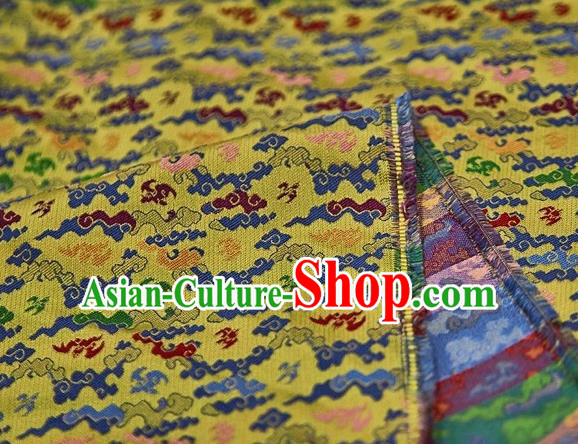 Chinese Classical Clouds Pattern Design Yellow Song Brocade Fabric Asian Traditional Silk Material