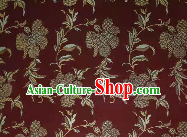 Chinese Classical Flowers Pattern Design Purplish Red Song Brocade Fabric Asian Traditional Silk Material