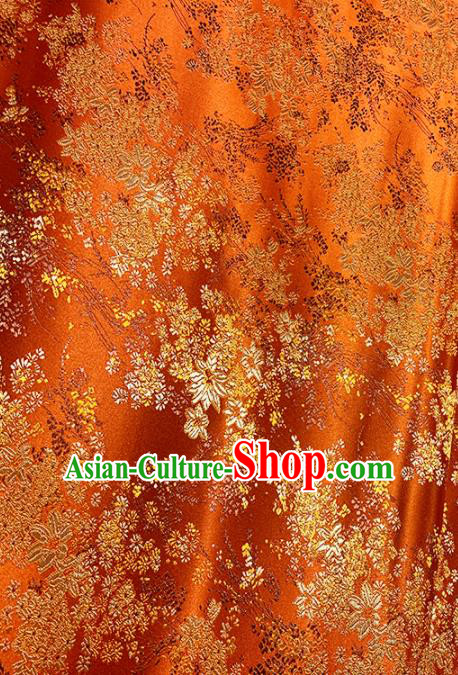 Chinese Classical Maple Leaf Pattern Design Orange Brocade Fabric Asian Traditional Satin Tang Suit Silk Material