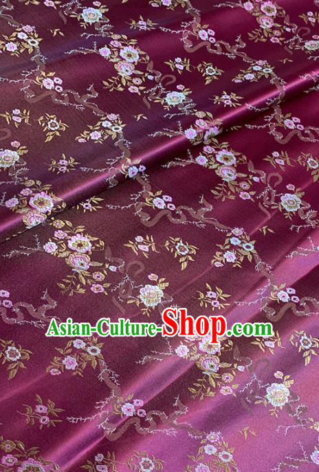 Chinese Classical Royal Wisteria Pattern Design Purple Brocade Fabric Asian Traditional Satin Tang Suit Silk Material