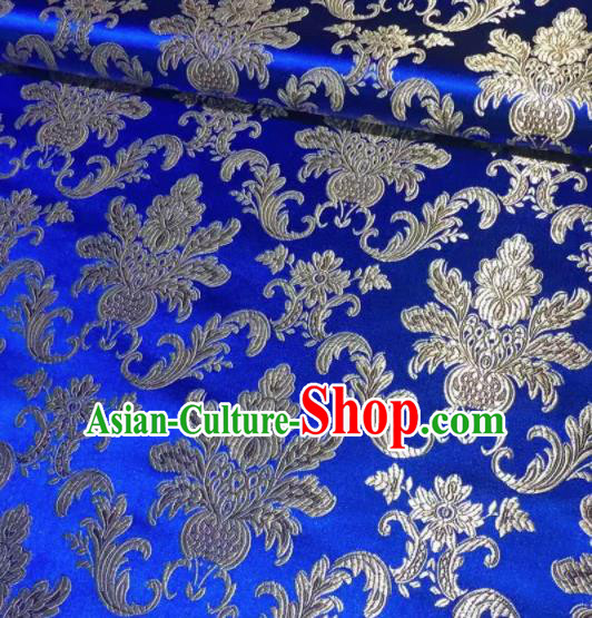 Chinese Classical Royal Pattern Design Royalblue Brocade Fabric Asian Traditional Satin Tang Suit Silk Material