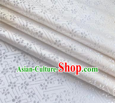 Chinese Classical Babysbreath Pattern Design White Brocade Fabric Asian Traditional Satin Silk Material