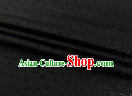 Chinese Classical Babysbreath Pattern Design Black Brocade Fabric Asian Traditional Satin Silk Material