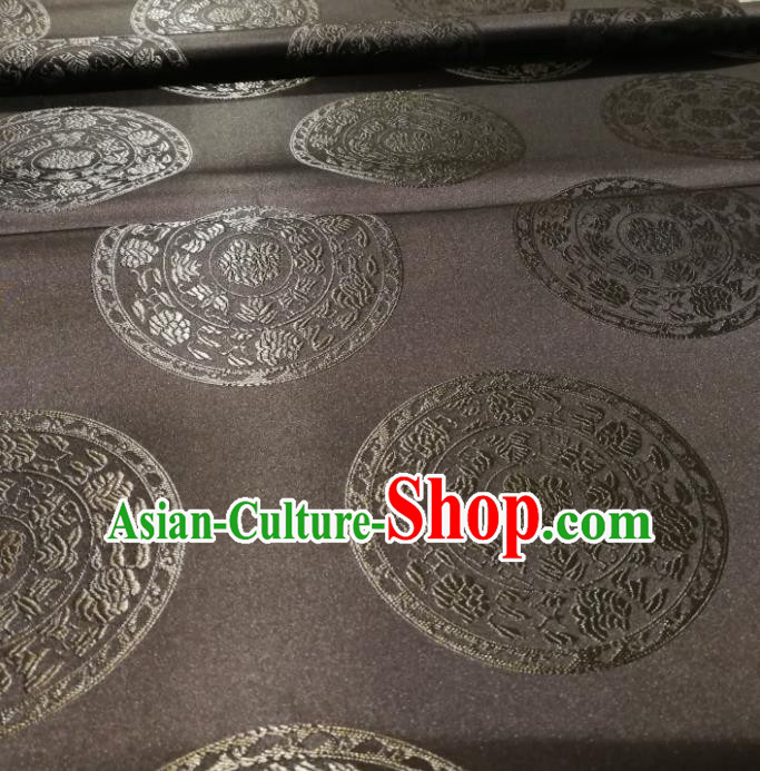 Chinese Royal Peony Pattern Design Brown Brocade Fabric Asian Traditional Satin Silk Material