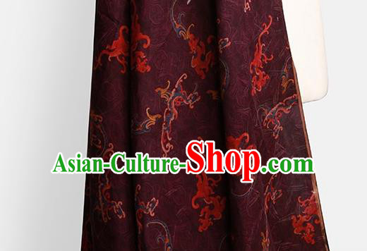 Chinese Classical Pattern Design Deep Purple Gambiered Guangdong Gauze Fabric Asian Traditional Cheongsam Silk Material
