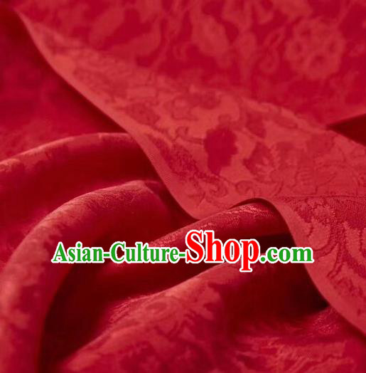 Chinese Classical Peony Pattern Design Red Silk Fabric Asian Traditional Cheongsam Brocade Material