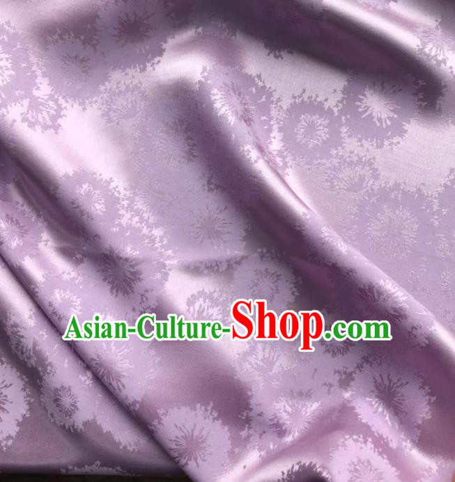 Chinese Classical Dandelion Pattern Design Lilac Silk Fabric Asian Traditional Cheongsam Brocade Material