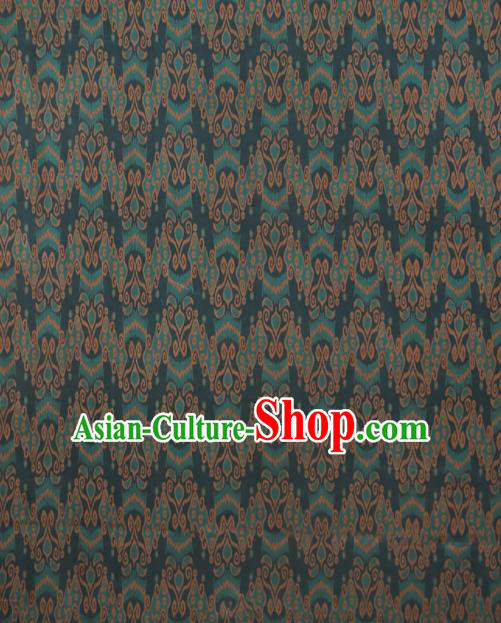 Chinese Classical Printing Ombre Flowers Pattern Design Navy Gambiered Guangdong Gauze Fabric Asian Traditional Cheongsam Silk Material