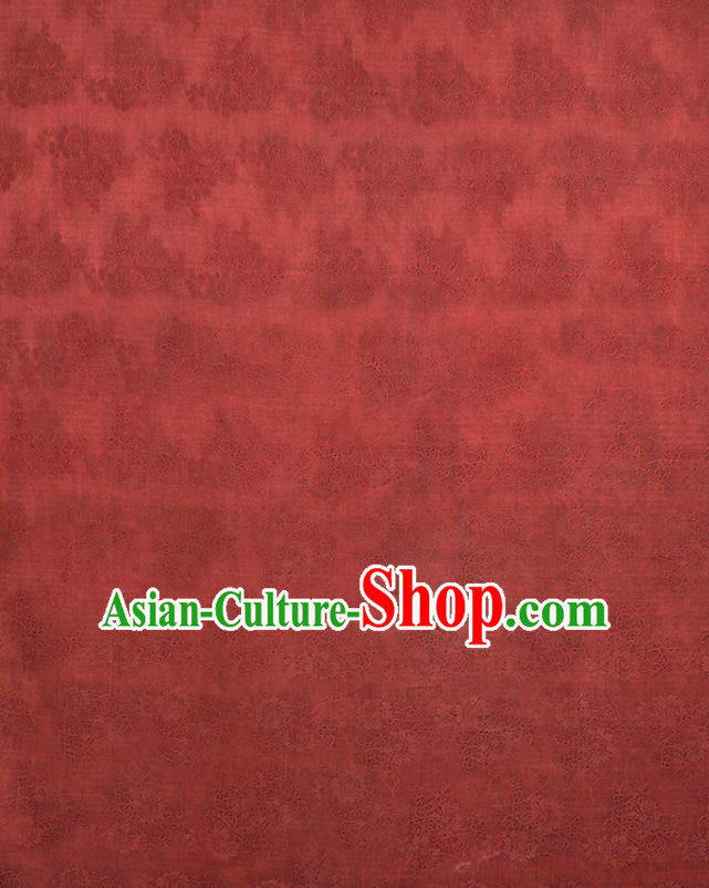 Chinese Classical Pattern Design Rust Red Gambiered Guangdong Gauze Fabric Asian Traditional Cheongsam Silk Material
