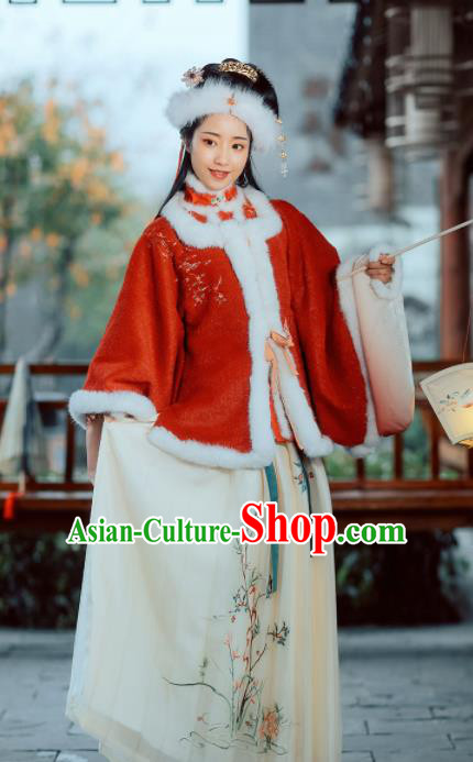 Chinese Ancient Rich Young Mistress Hanfu Dress Traditional Ming Dynasty Nobility Countess Embroidered Costumes for Women