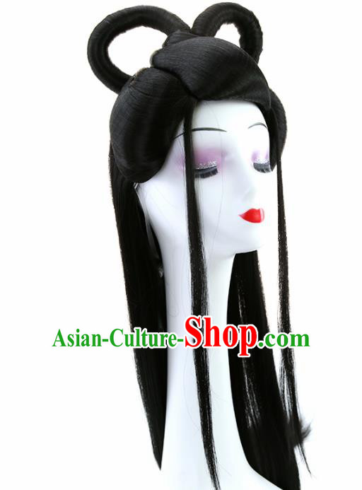 Chinese Classical Flying Dance Goddess Wigs Hair Accessories Ancient Royal Princess Chignon for Women