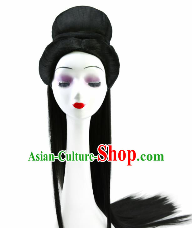Chinese Ancient Goddess Princess Wigs Hair Accessories Drama Imperial Concubine Chignon for Women