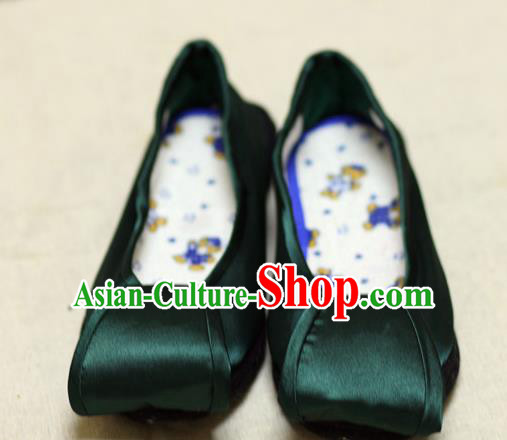 Chinese Traditional Atrovirens Brocade Shoes Hanfu Shoes for Women