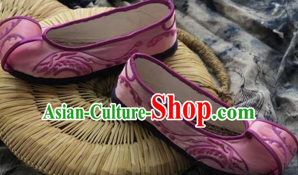 Chinese Handmade Pink Embroidered Shoes Hanfu Shoes Traditional National Shoes for Women