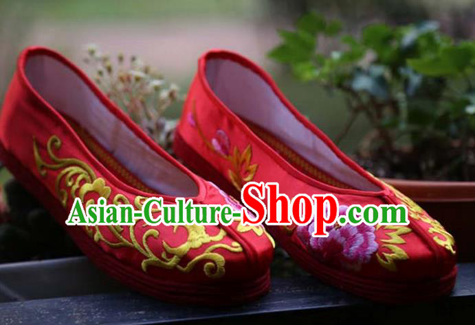 Chinese Wedding Shoes Traditional National Embroidered Red Shoes Hanfu Shoes for Women